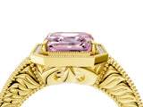 Yellow gold Fancy Pink Asscher  Cut Halo Diamond Ring with Pavé Band and Four-Prong Setting_32