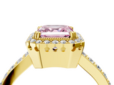 Yellow gold Fancy Pink Asscher  Cut Halo Diamond Ring with Pave Band and Four-Prong Setting_21