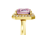 Yellow gold Fancy Pink Asscher Cut Halo Diamond Ring with Solitaire Band and Prong Setting_5