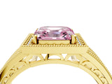 Yellow gold Fancy Pink Asscher Cut Halo Diamond Split Shank Ring with Prong Setting_4