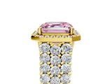 Yellow gold Fancy Pink Asscher Cut Halo Pavé Diamond Engagement Ring with Split Shank and Four-Prong Setting_8