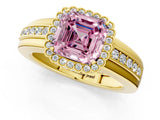 Yellow gold Fancy Pink Asscher  Cut Halo Pave Band Four-Prong Ring_46
