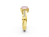 Yellow gold Fancy Pink Asscher  Cut Halo Pave Band Four-Prong Ring_47