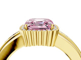 Yellow gold Fancy Pink Asscher  Cut Halo Pave Band Four-Prong Ring_49