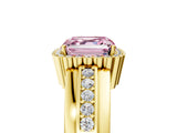 Yellow gold Fancy Pink Asscher  Cut Halo Pave Band Four-Prong Ring_50