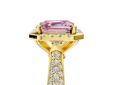 Yellow gold Fancy Pink Asscher  Cut Halo Pave Band Four-Prong Setting Ring_5