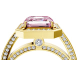 Yellow gold Fancy Pink Asscher  Cut Halo Pave Split Shank Prong Setting Ring_52