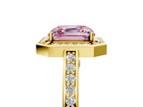 Yellow gold Fancy Pink Asscher  Cut Halo Pave Split Shank Prong Setting Ring_53