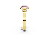 Yellow gold Fancy Pink Asscher Cut Halo Round Diamond Twist Band with Four-Prong Setting_2
