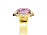 Yellow gold Fancy Pink Asscher Cut Halo Round Diamond Twist Band with Four-Prong Setting_5
