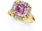 Yellow gold Fancy Pink Asscher  Cut Halo Solitaire Engagement Ring with Square Band and Four-Prong Setting_67
