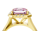 Yellow gold Fancy Pink Asscher  Cut Halo Solitaire Engagement Ring with Square Band and Four-Prong Setting_70