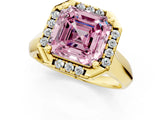 Yellow gold Fancy Pink Asscher  Cut Halo Solitaire Engagement Ring with Square Band and Four-Prong Setting_78