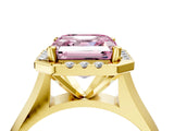 Yellow gold Fancy Pink Asscher  Cut Halo Solitaire Engagement Ring with Square Band and Four-Prong Setting_81
