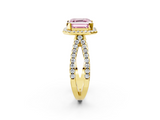 Yellow gold Fancy Pink Asscher  Cut Halo Split Shank Pave Set Ring_20