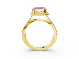 Yellow gold Fancy Pink Asscher  Cut Halo Split Shank Pave Set Ring_21