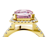 Yellow gold Fancy Pink Asscher  Cut Halo Split Shank Pave Set Ring_22