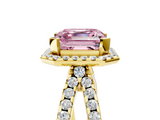 Yellow gold Fancy Pink Asscher  Cut Halo Split Shank Pave Set Ring_23
