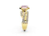 Yellow gold Fancy Pink Asscher  Cut Halo Split Shank Prong Setting Ring_14