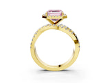 Yellow gold Fancy Pink Asscher  Cut Halo Split Shank Prong Setting Ring_15