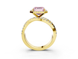 Yellow gold Fancy Pink Asscher  Cut Halo Split Shank Prong Setting Ring_16