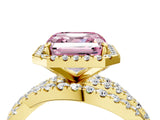 Yellow gold Fancy Pink Asscher  Cut Halo Split Shank Prong Setting Ring_16