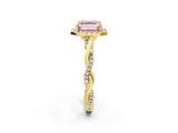 Yellow gold Fancy Pink Asscher Cut Halo Twist Band with Four-Prong Setting_14