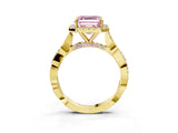 Yellow gold Fancy Pink Asscher Cut Halo Twist Band with Four-Prong Setting_15
