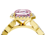 Yellow gold Fancy Pink Asscher  Cut Halo Twisted Band Four-Prong Ring_4