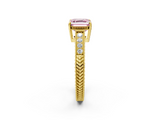 Yellow gold Fancy Pink Asscher  Cut Milgrain Channel Set Engagement Ring with Solitaire Prong Setting_18