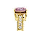 Yellow gold Fancy Pink Asscher  Cut Milgrain Channel Set Engagement Ring with Solitaire Prong Setting_21