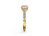 Yellow gold Fancy Pink Asscher  Cut Pavé Band Solitaire Ring with Four-Prong Setting_19