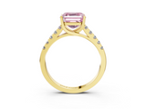 Yellow gold Fancy Pink Asscher  Cut Pavé Band Solitaire Ring with Four-Prong Setting_20