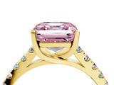 Yellow gold Fancy Pink Asscher  Cut Pavé Band Solitaire Ring with Four-Prong Setting_21