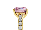 Yellow gold Fancy Pink Asscher  Cut Pavé Band Solitaire Ring with Four-Prong Setting_22
