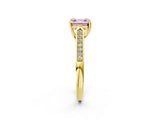 Yellow gold Fancy Pink Asscher Cut Solitaire Cathedral Diamond Engagement Ring with Channel-Set Band and Four-Prong Setting_5