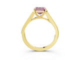 Yellow gold Fancy Pink Asscher Cut Solitaire Cathedral Diamond Engagement Ring with Channel-Set Band and Four-Prong Setting_6