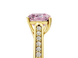 Yellow gold Fancy Pink Asscher Cut Solitaire Cathedral Diamond Engagement Ring with Channel-Set Band and Four-Prong Setting_8