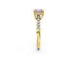 Yellow gold Fancy Pink Asscher Cut Solitaire Diamond Engagement Ring with Pavé Band and Six-Prong Setting_2