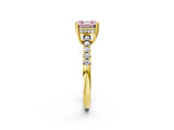 Yellow gold Fancy Pink Asscher Cut Solitaire Diamond Engagement Ring with Pavé Band and Six-Prong Setting_26