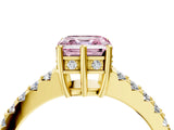 Yellow gold Fancy Pink Asscher Cut Solitaire Diamond Engagement Ring with Pavé Band and Six-Prong Setting_28