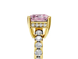 Yellow gold Fancy Pink Asscher Cut Solitaire Diamond Engagement Ring with Pavé Band and Six-Prong Setting_29
