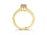 Yellow gold Fancy Pink Asscher Cut Solitaire Diamond Engagement Ring with Pavé Band and Six-Prong Setting_3