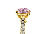 Yellow gold Fancy Pink Asscher  Cut Solitaire Diamond Engagement Ring with Pave Band and Four-Prong Setting_5