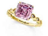 Yellow gold Fancy Pink Asscher Cut Solitaire Diamond Ring with Infinity Twist Band and Four-Prong Setting_1