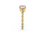 Yellow gold Fancy Pink Asscher Cut Solitaire Diamond Ring with Infinity Twist Band and Four-Prong Setting_2