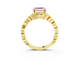 Yellow gold Fancy Pink Asscher Cut Solitaire Diamond Ring with Infinity Twist Band and Four-Prong Setting_3