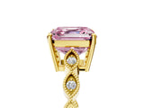Yellow gold Fancy Pink Asscher Cut Solitaire Diamond Ring with Infinity Twist Band and Four-Prong Setting_5