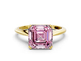 Yellow gold Fancy Pink Asscher Cut Solitaire Diamond Ring with Six-Prong Setting and Classic Band_12