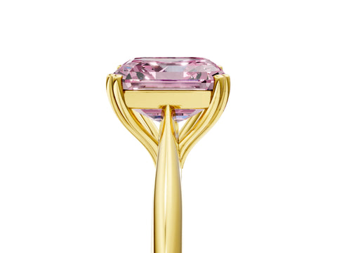 Yellow gold Fancy Pink Asscher Cut Solitaire Diamond Ring with Six-Prong Setting and Classic Band_5